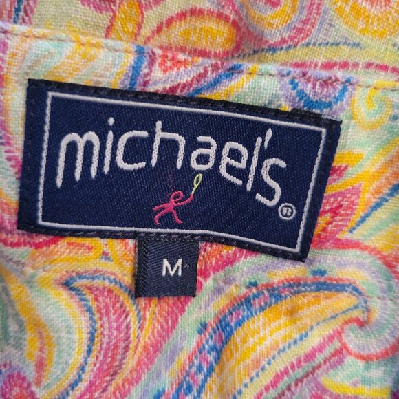 Michaels M Paisley Tunic Top Dress Linen Psychedelic Multicolor Summer Cruise Be - Picture 2 of 6